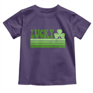 Retro Lucky Toddler T Shirt St Patricks Day Irish Shamrock TS10 Purple Print Your Wear