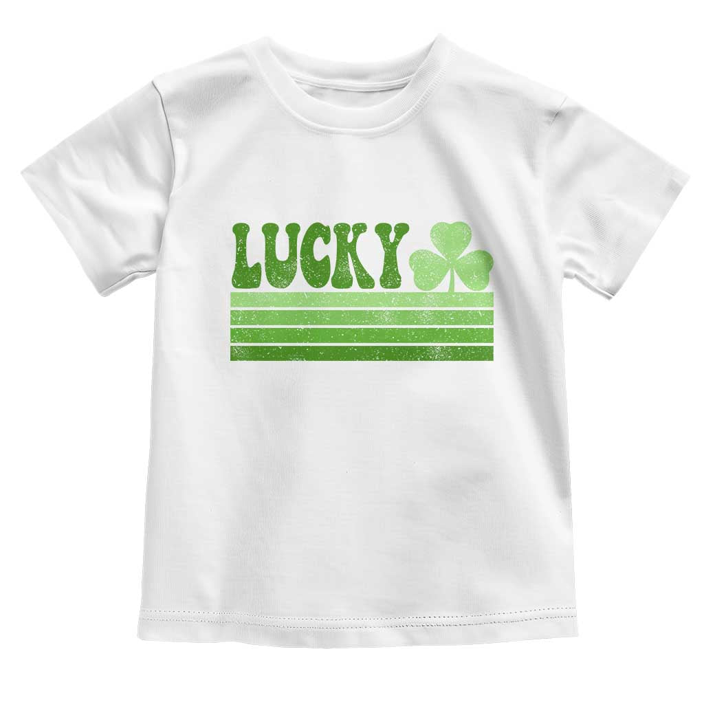 Retro Lucky Toddler T Shirt St Patricks Day Irish Shamrock TS10 White Print Your Wear
