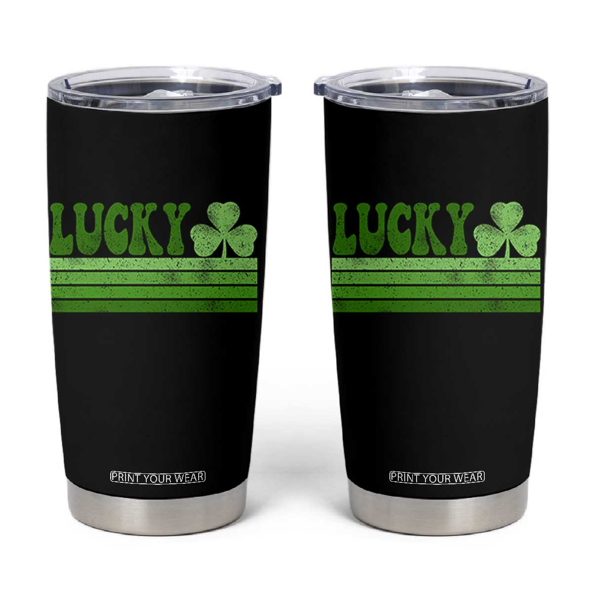 Retro Lucky Tumbler Cup St Patricks Day Irish Shamrock TS10 Black Print Your Wear