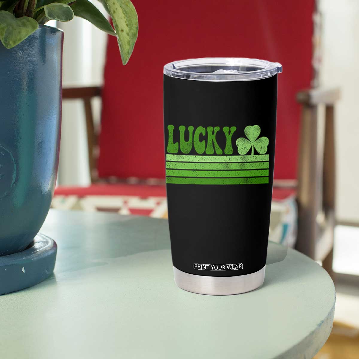 Retro Lucky Tumbler Cup St Patricks Day Irish Shamrock TS10 Print Your Wear