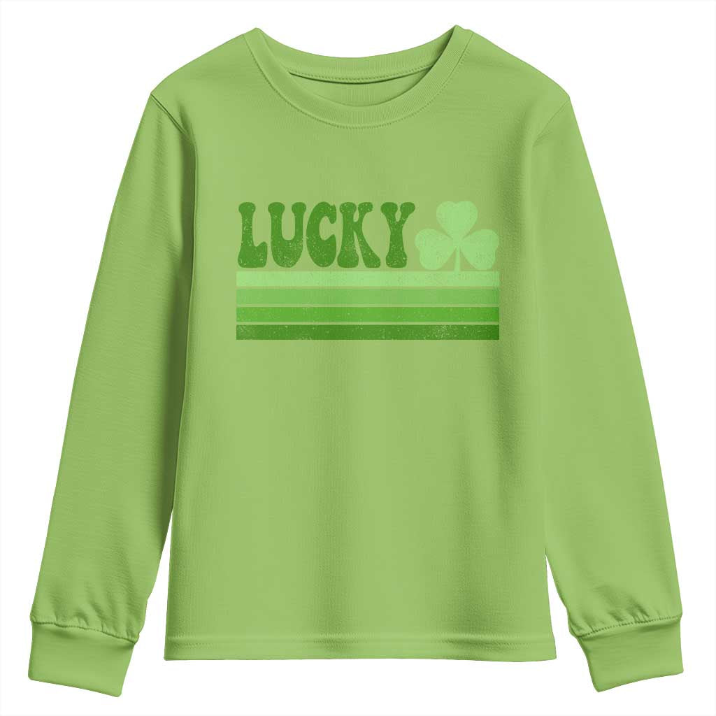 Retro Lucky Youth Sweatshirt St Patricks Day Irish Shamrock TS10 Lime Print Your Wear