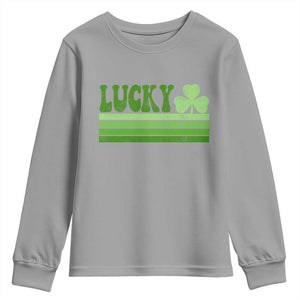 Retro Lucky Youth Sweatshirt St Patricks Day Irish Shamrock TS10 Sport Gray Print Your Wear
