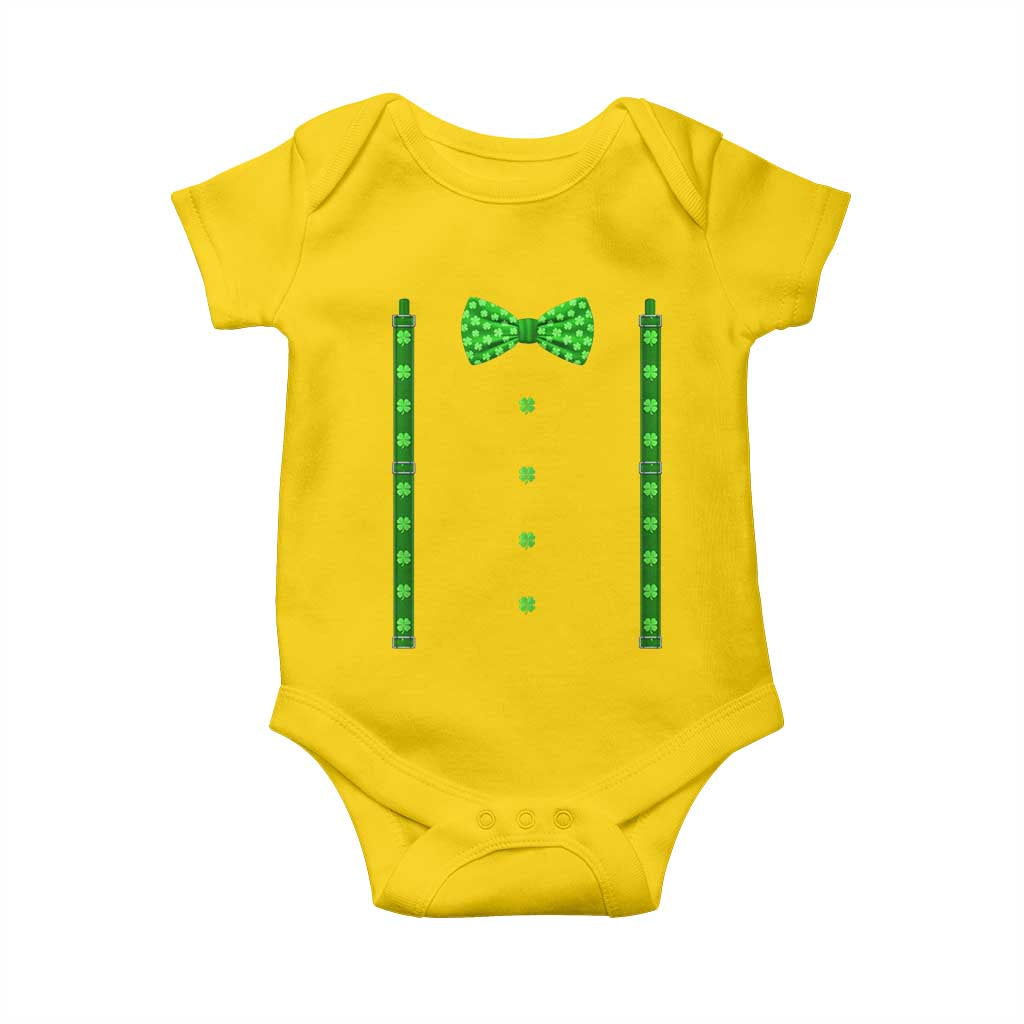 Bow Tie Suspenders St Patricks Day Costume Baby Onesie Funny Irish Shamrock Clovers TS10 Daisy Print Your Wear