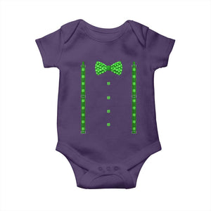 Bow Tie Suspenders St Patricks Day Costume Baby Onesie Funny Irish Shamrock Clovers TS10 Purple Print Your Wear