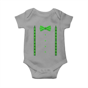 Bow Tie Suspenders St Patricks Day Costume Baby Onesie Funny Irish Shamrock Clovers TS10 Sport Gray Print Your Wear