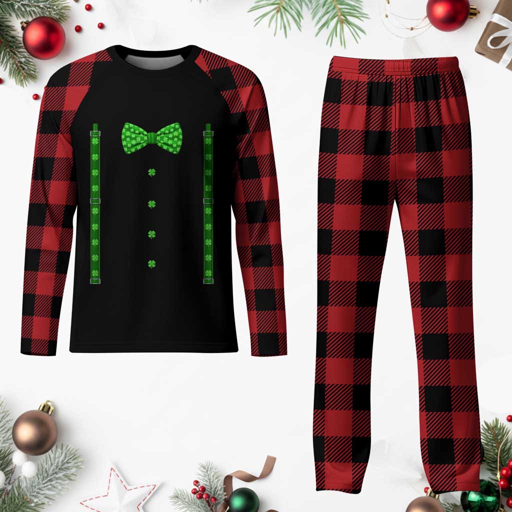 Bow Tie Suspenders St Patricks Day Costume Plaid Pajama Set Funny Irish Shamrock Clovers TS10 Buffalo Plaid Print Your Wear