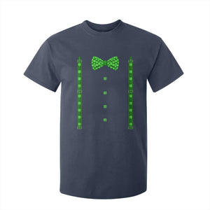 Bow Tie Suspenders St Patricks Day Costume T Shirt For Kid Funny Irish Shamrock Clovers TS10 Navy Print Your Wear