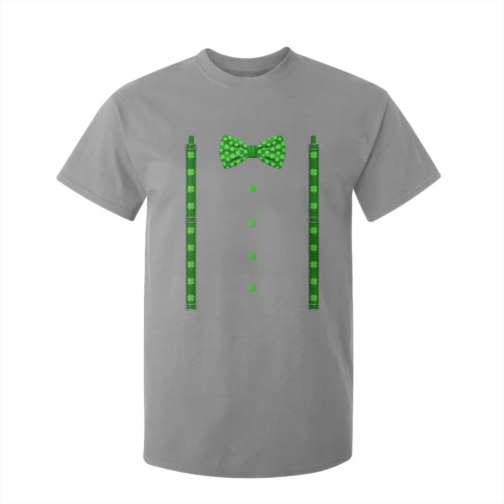 Bow Tie Suspenders St Patricks Day Costume T Shirt For Kid Funny Irish Shamrock Clovers TS10 Sport Gray Print Your Wear