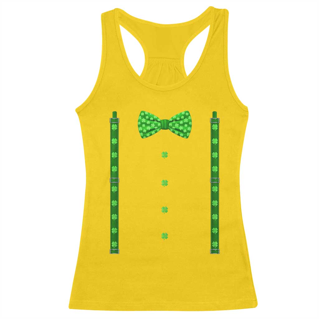 Bow Tie Suspenders St Patricks Day Costume Racerback Tank Top Funny Irish Shamrock Clovers TS10 Daisy Print Your Wear