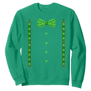 Bow Tie Suspenders St Patricks Day Costume Sweatshirt Funny Irish Shamrock Clovers TS10 Irish Green Print Your Wear