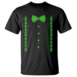 Bow Tie Suspenders St Patricks Day Costume T Shirt Funny Irish Shamrock Clovers TS10 Black Print Your Wear