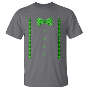 Bow Tie Suspenders St Patricks Day Costume T Shirt Funny Irish Shamrock Clovers TS10 Charcoal Print Your Wear