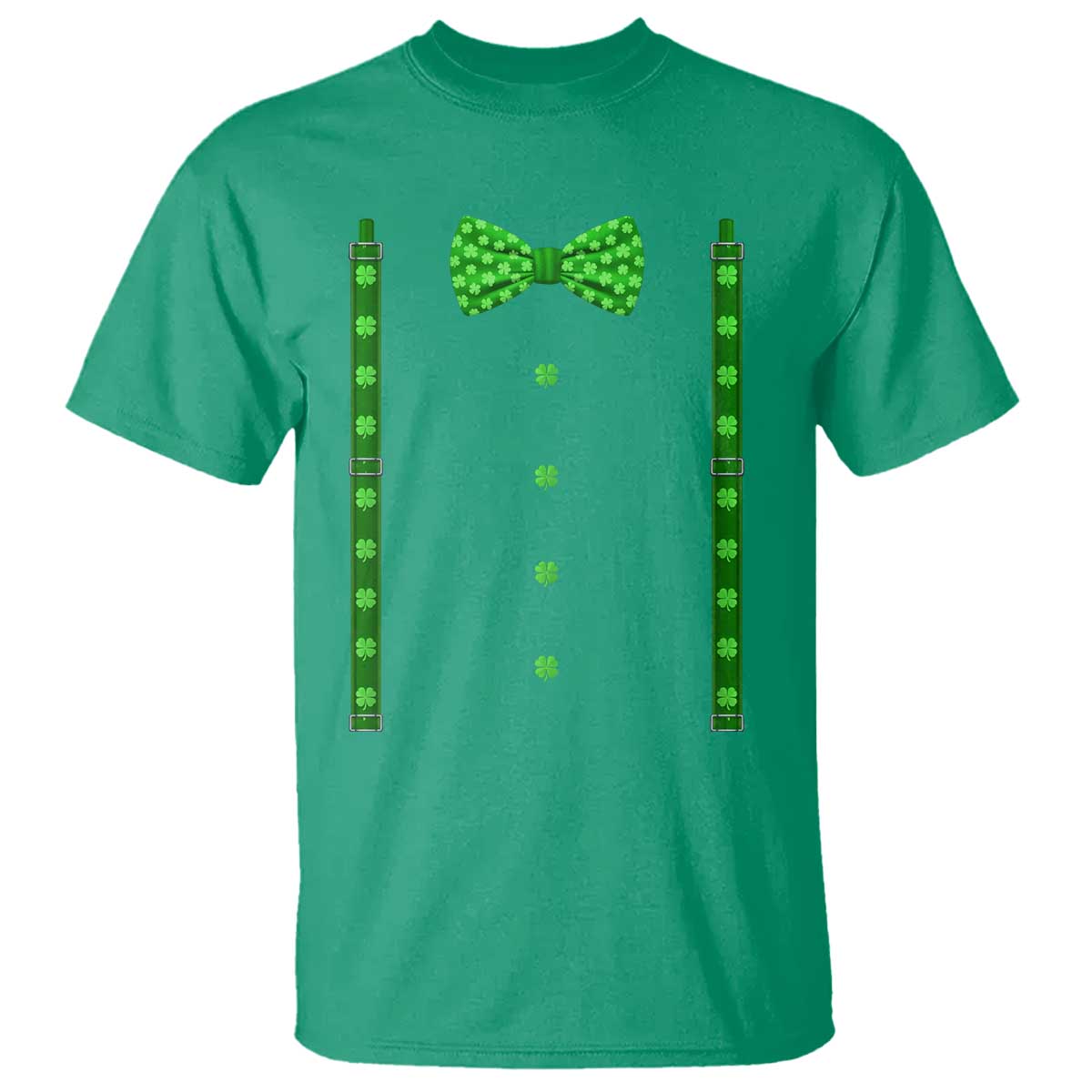 Bow Tie Suspenders St Patricks Day Costume T Shirt Funny Irish Shamrock Clovers TS10 Irish Green Print Your Wear