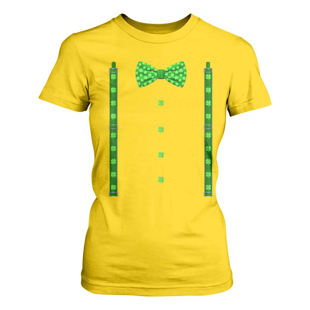 Bow Tie Suspenders St Patricks Day Costume T Shirt For Women Funny Irish Shamrock Clovers TS10 Daisy Print Your Wear
