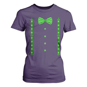 Bow Tie Suspenders St Patricks Day Costume T Shirt For Women Funny Irish Shamrock Clovers TS10 Purple Print Your Wear