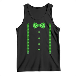 Bow Tie Suspenders St Patricks Day Costume Tank Top Funny Irish Shamrock Clovers TS10 Black Print Your Wear
