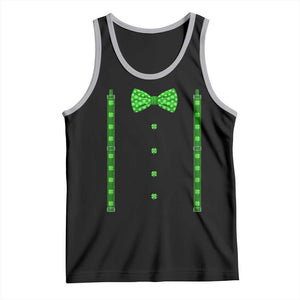 Bow Tie Suspenders St Patricks Day Costume Tank Top Funny Irish Shamrock Clovers TS10 Black Athletic Heather Print Your Wear