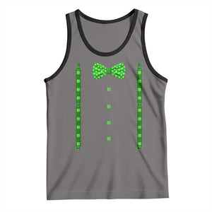 Bow Tie Suspenders St Patricks Day Costume Tank Top Funny Irish Shamrock Clovers TS10 Deep Heather Black Print Your Wear