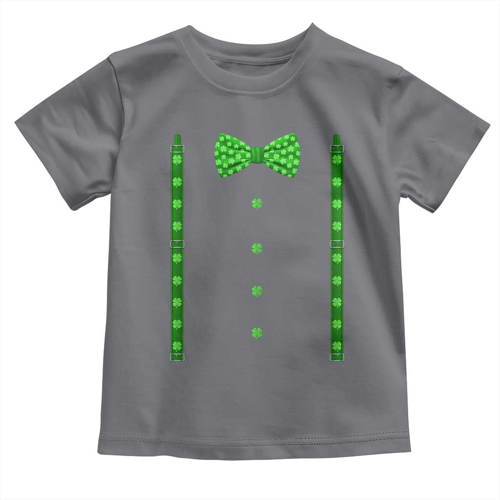 Bow Tie Suspenders St Patricks Day Costume Toddler T Shirt Funny Irish Shamrock Clovers TS10 Charcoal Print Your Wear