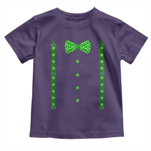 Bow Tie Suspenders St Patricks Day Costume Toddler T Shirt Funny Irish Shamrock Clovers TS10 Purple Print Your Wear