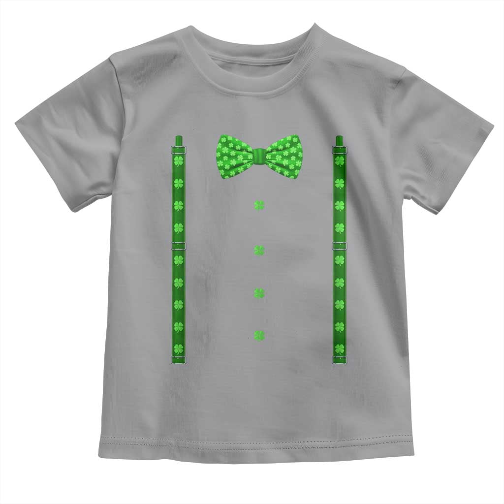 Bow Tie Suspenders St Patricks Day Costume Toddler T Shirt Funny Irish Shamrock Clovers TS10 Sport Gray Print Your Wear