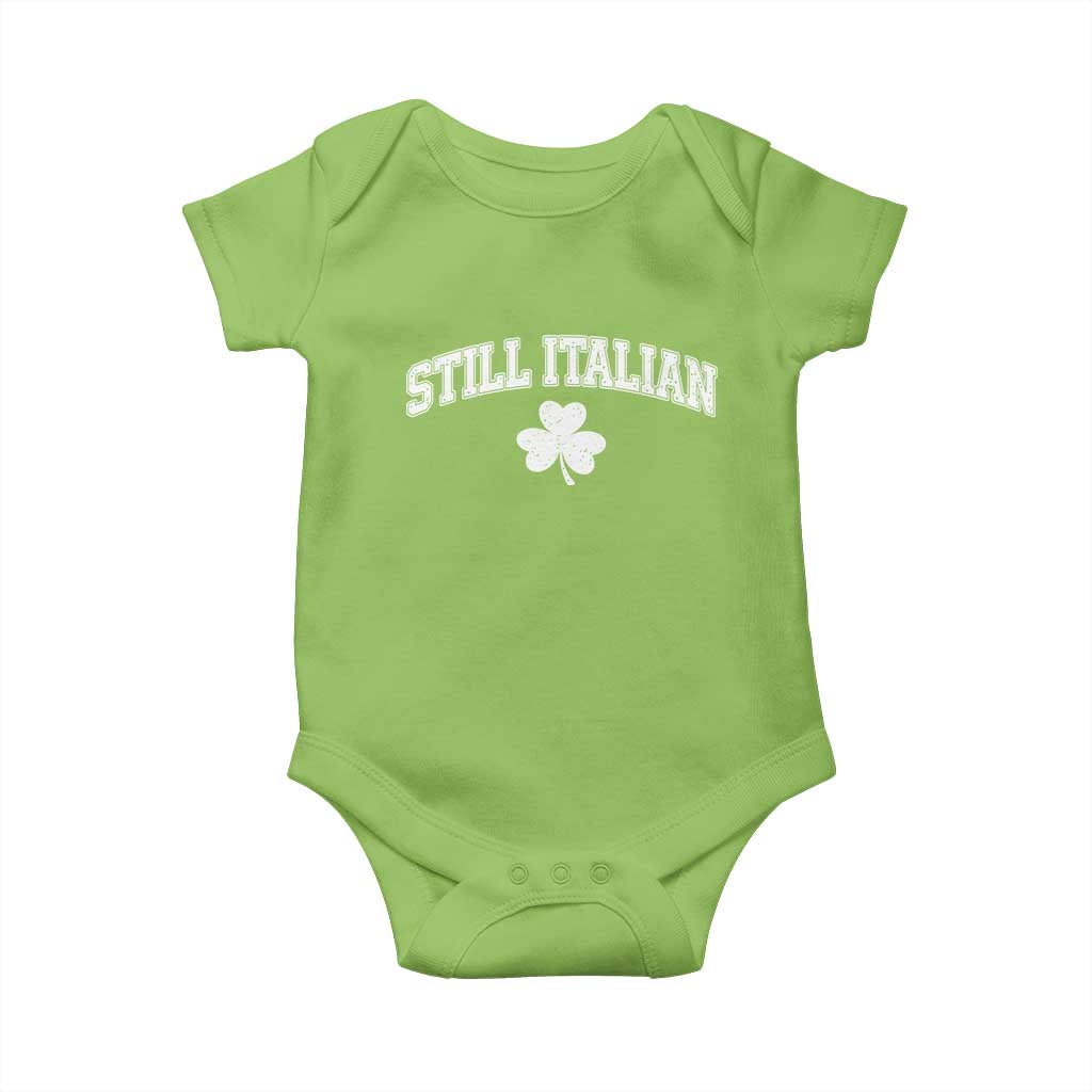 St Patricks Day Italian Baby Onesie Funny Retro Varsity Sporty Style Shamrock TS10 Lime Print Your Wear