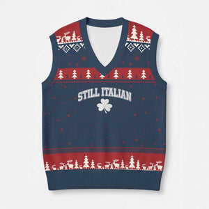 St Patricks Day Italian V-Neck Knit Sweater Vest Funny Retro Varsity Sporty Style Shamrock TS10 Navy Red Print Your Wear