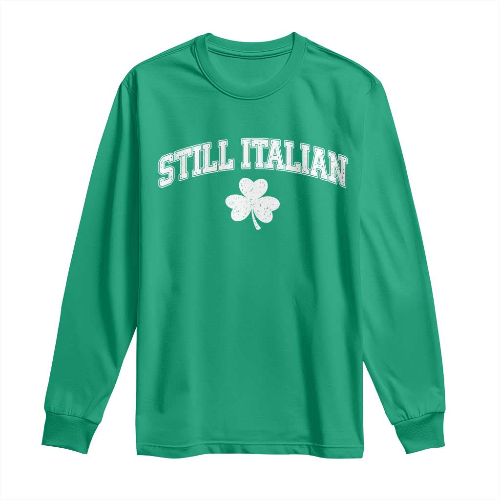 St Patricks Day Italian Long Sleeve Shirt Funny Retro Varsity Sporty Style Shamrock TS10 Irish Green Print Your Wear