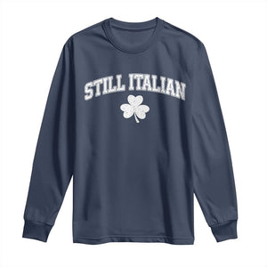 St Patricks Day Italian Long Sleeve Shirt Funny Retro Varsity Sporty Style Shamrock TS10 Navy Print Your Wear