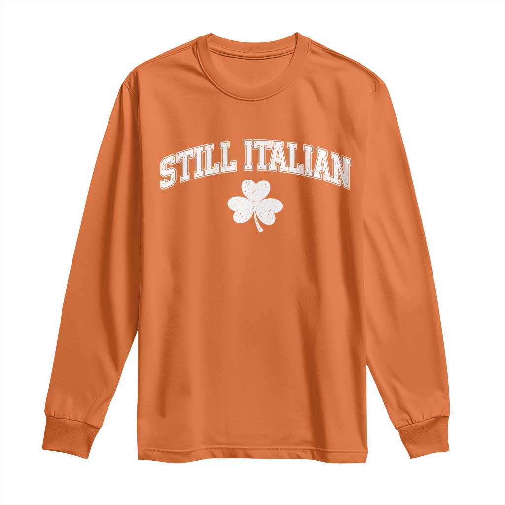 St Patricks Day Italian Long Sleeve Shirt Funny Retro Varsity Sporty Style Shamrock TS10 Orange Print Your Wear