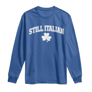 St Patricks Day Italian Long Sleeve Shirt Funny Retro Varsity Sporty Style Shamrock TS10 Royal Blue Print Your Wear