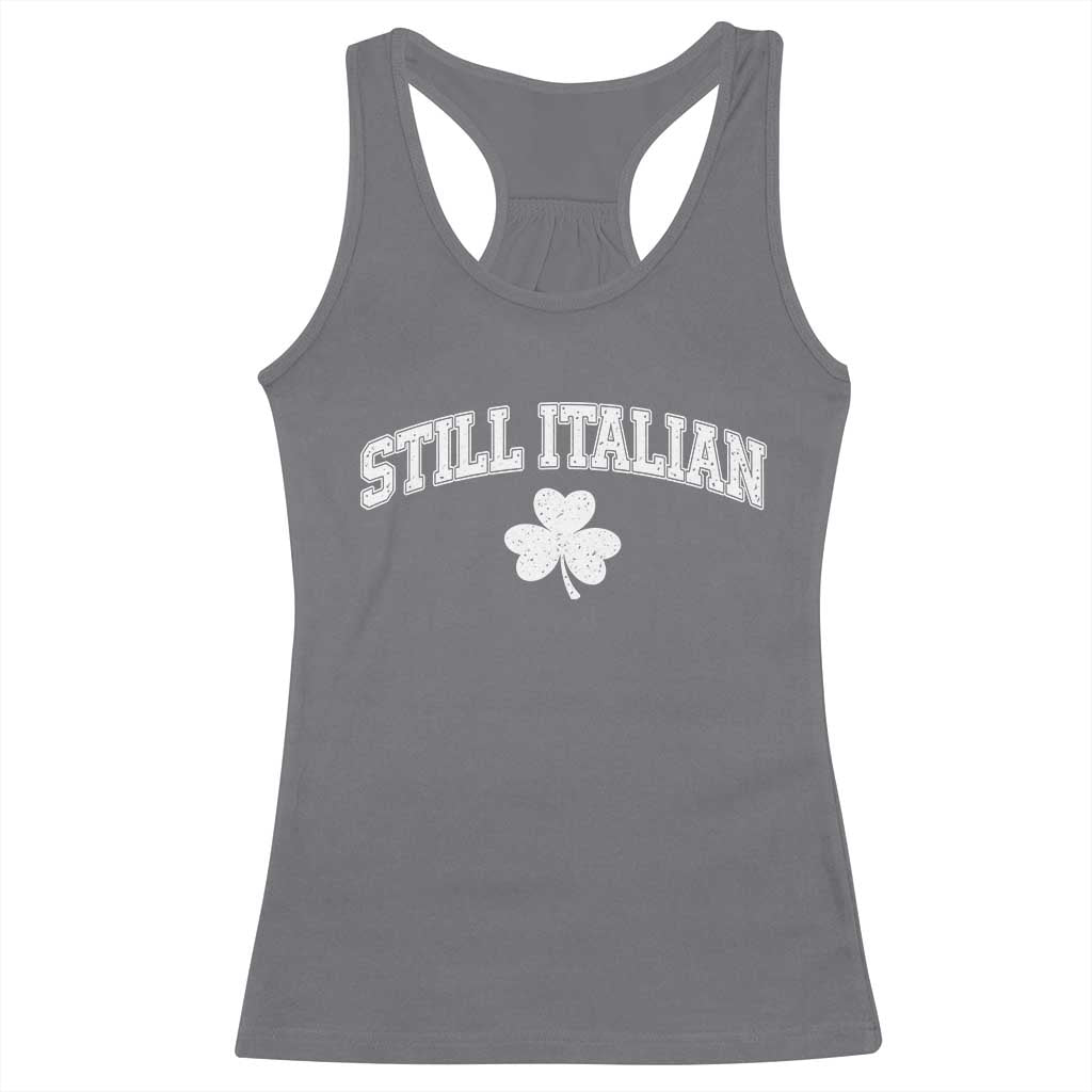 St Patricks Day Italian Racerback Tank Top Funny Retro Varsity Sporty Style Shamrock TS10 Charcoal Print Your Wear