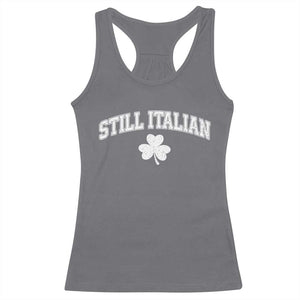St Patricks Day Italian Racerback Tank Top Funny Retro Varsity Sporty Style Shamrock TS10 Charcoal Print Your Wear