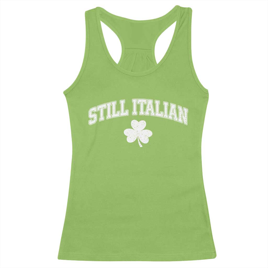 St Patricks Day Italian Racerback Tank Top Funny Retro Varsity Sporty Style Shamrock TS10 Lime Print Your Wear