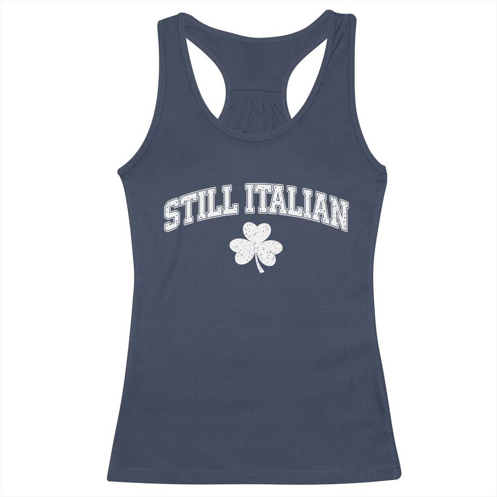 St Patricks Day Italian Racerback Tank Top Funny Retro Varsity Sporty Style Shamrock TS10 Navy Print Your Wear
