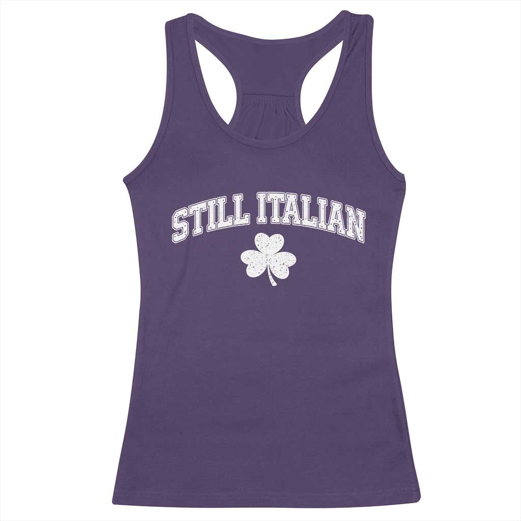 St Patricks Day Italian Racerback Tank Top Funny Retro Varsity Sporty Style Shamrock TS10 Purple Print Your Wear