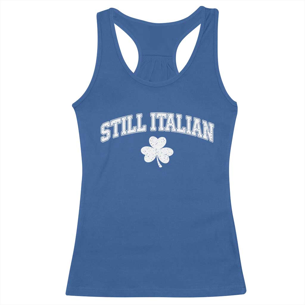St Patricks Day Italian Racerback Tank Top Funny Retro Varsity Sporty Style Shamrock TS10 Royal Blue Print Your Wear