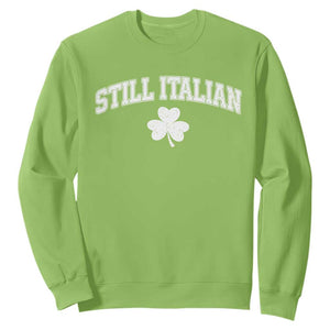 St Patricks Day Italian Sweatshirt Funny Retro Varsity Sporty Style Shamrock TS10 Lime Print Your Wear