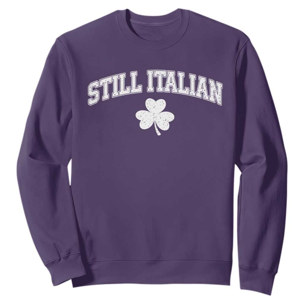 St Patricks Day Italian Sweatshirt Funny Retro Varsity Sporty Style Shamrock TS10 Purple Print Your Wear