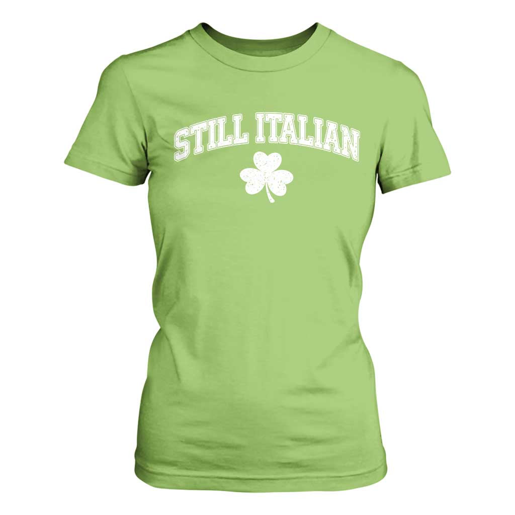 St Patricks Day Italian T Shirt For Women Funny Retro Varsity Sporty Style Shamrock TS10 Lime Print Your Wear