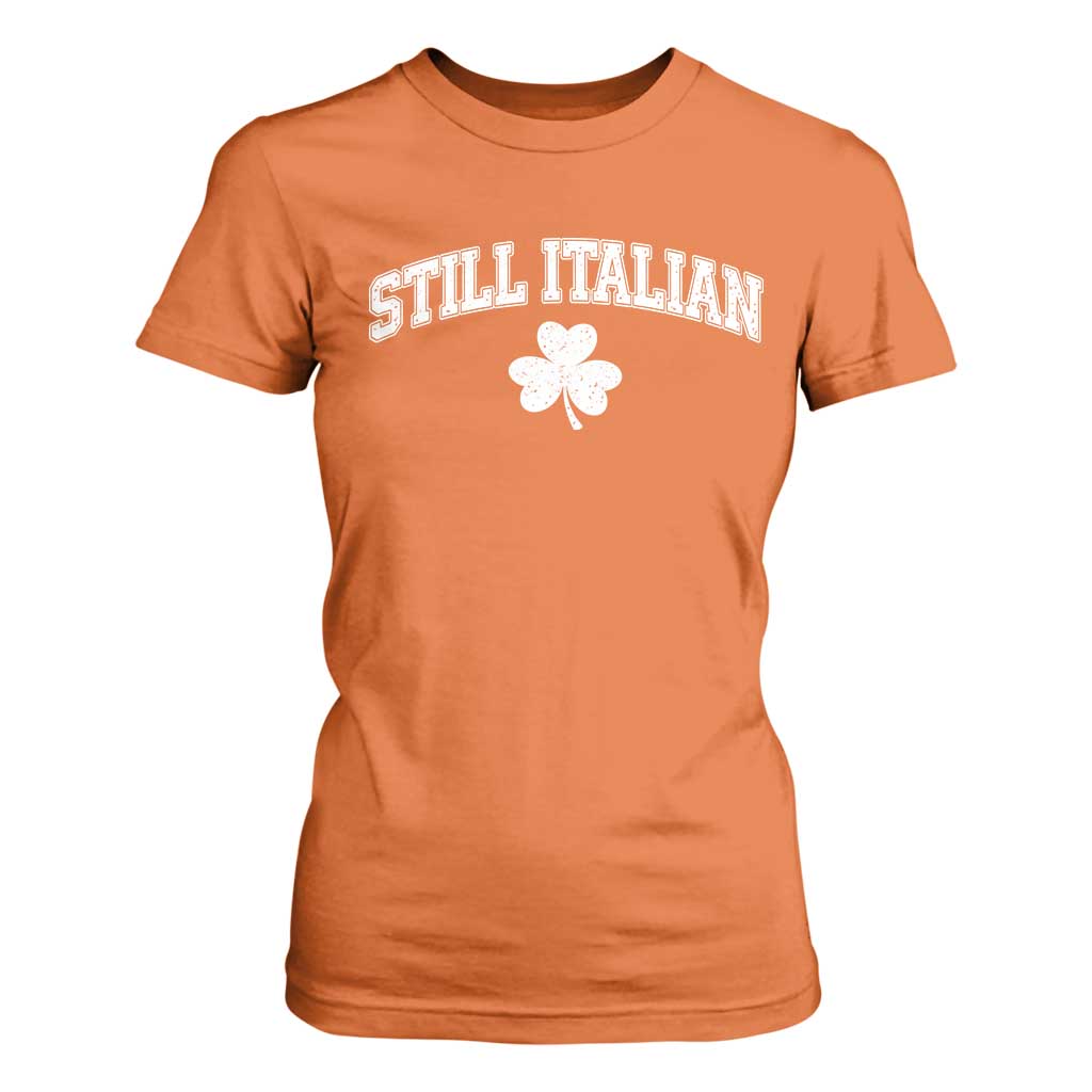 St Patricks Day Italian T Shirt For Women Funny Retro Varsity Sporty Style Shamrock TS10 Orange Print Your Wear