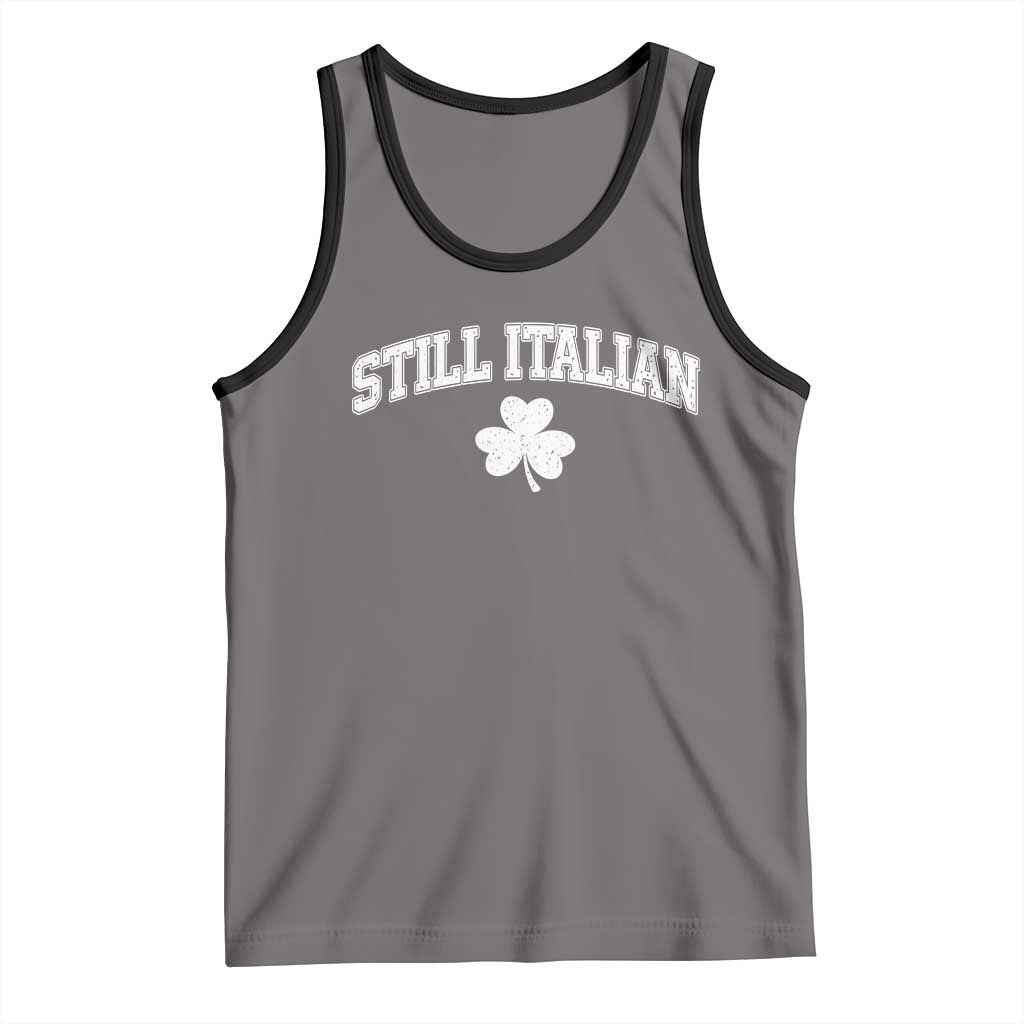 St Patricks Day Italian Tank Top Funny Retro Varsity Sporty Style Shamrock TS10 Deep Heather Black Print Your Wear