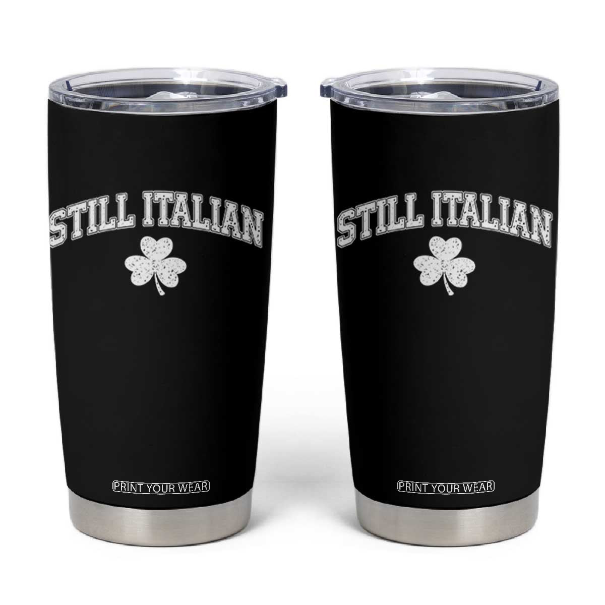 St Patricks Day Italian Tumbler Cup Funny Retro Varsity Sporty Style Shamrock TS10 Black Print Your Wear