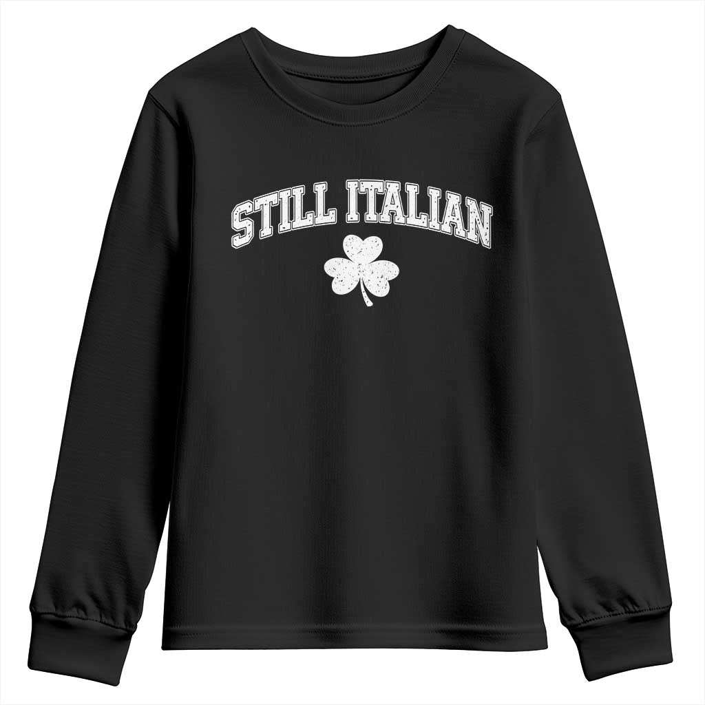 St Patricks Day Italian Youth Sweatshirt Funny Retro Varsity Sporty Style Shamrock TS10 Black Print Your Wear