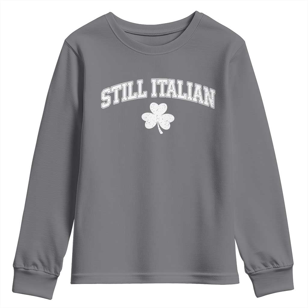 St Patricks Day Italian Youth Sweatshirt Funny Retro Varsity Sporty Style Shamrock TS10 Charcoal Print Your Wear