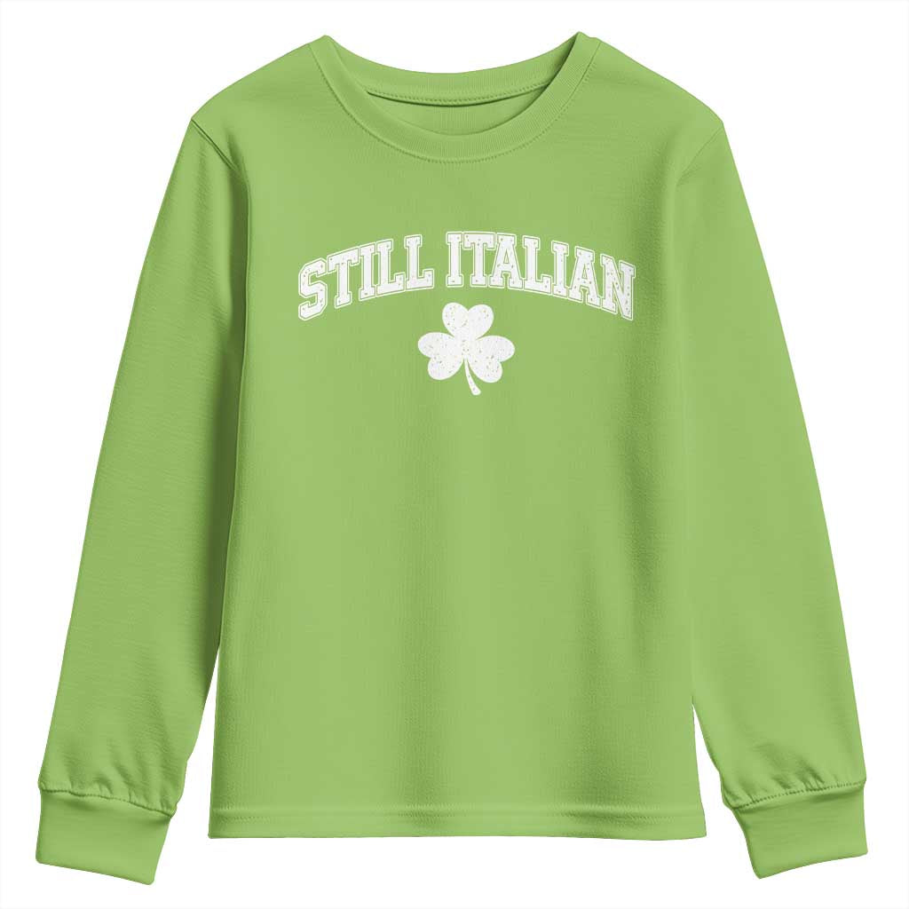 St Patricks Day Italian Youth Sweatshirt Funny Retro Varsity Sporty Style Shamrock TS10 Lime Print Your Wear