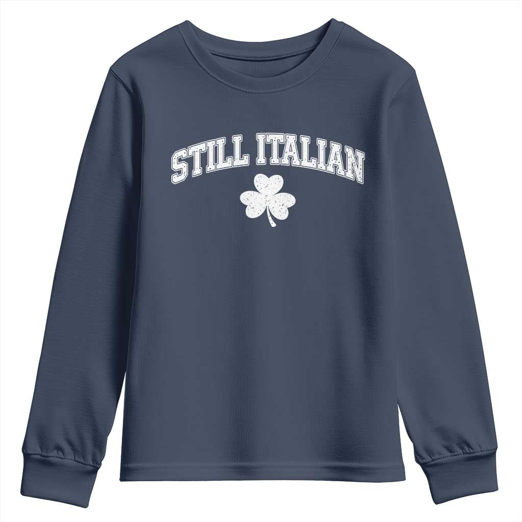 St Patricks Day Italian Youth Sweatshirt Funny Retro Varsity Sporty Style Shamrock TS10 Navy Print Your Wear