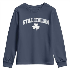 St Patricks Day Italian Youth Sweatshirt Funny Retro Varsity Sporty Style Shamrock TS10 Navy Print Your Wear