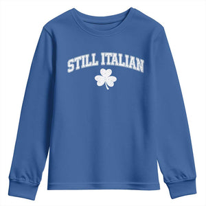 St Patricks Day Italian Youth Sweatshirt Funny Retro Varsity Sporty Style Shamrock TS10 Royal Blue Print Your Wear