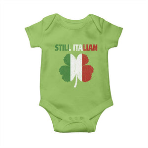 St Patricks Day Still Italian Baby Onesie Funny Retro Shamrock Italy Flag TS10 Lime Print Your Wear